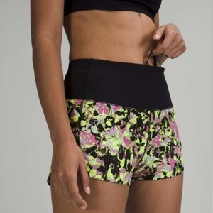 LULULEMON I Highlight Yellow, Pink & Black Speed Up  Lined Shorts. 8